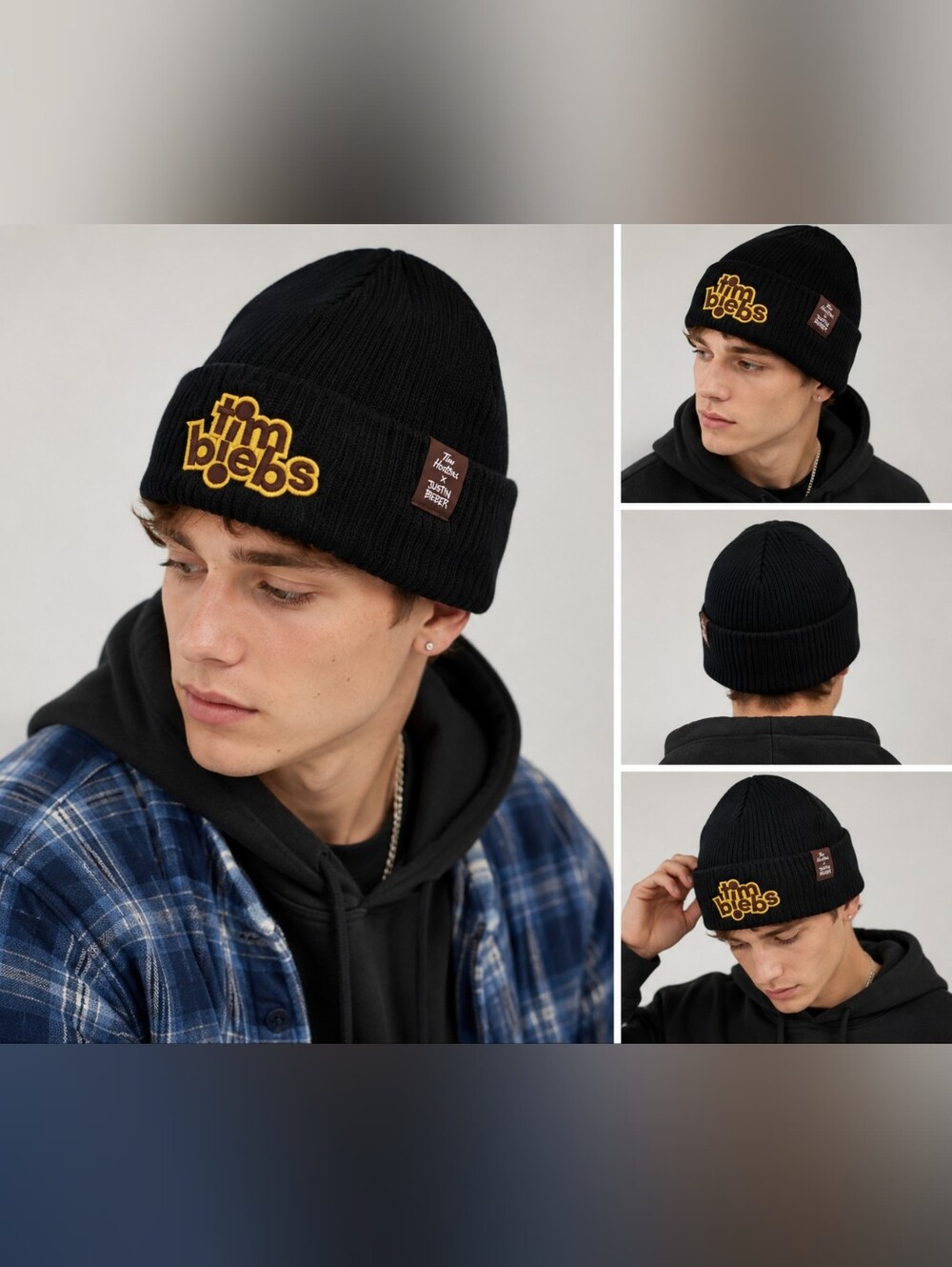 Justin Bieber black toque beanie hat